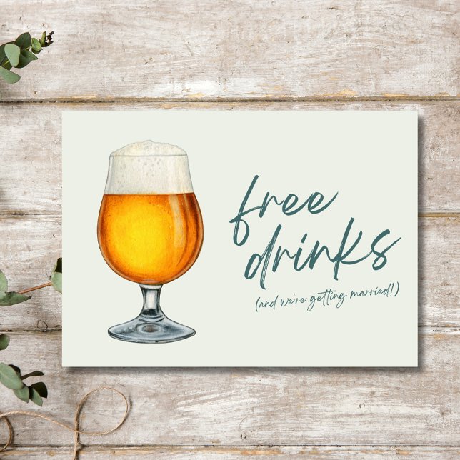 Funny Free Drinks Beer Photo Brewery Wedding Save The Date (Funny Free Drinks Beer Photo Brewery Wedding Save The Date)