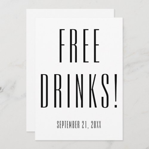 Funny Free Drinks Black White Wedding  Save The Date