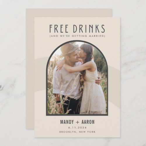 Funny Free Drinks Boho Arch Photo Wedding Save The Date