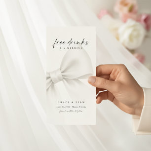 Funny Free Drinks Bow Modern Script Bookmark Save The Date