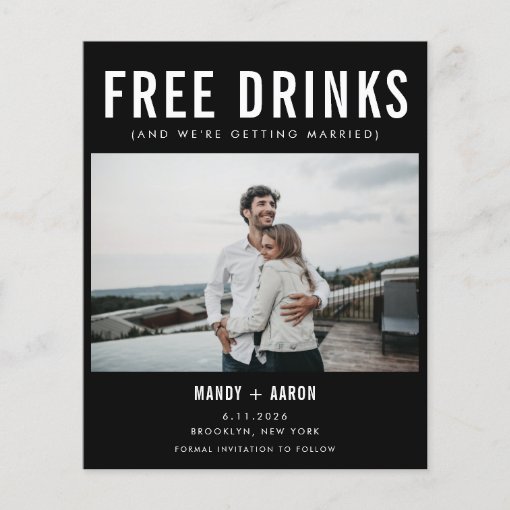 Funny Free Drinks Budget Save the Date Zazzle
