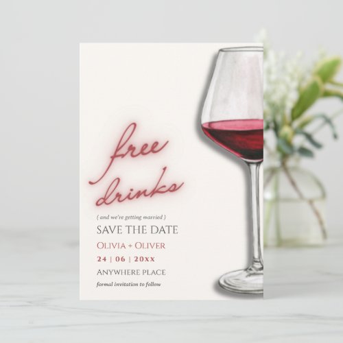 Funny Free drinks cocktail photo wedding  Save The Date