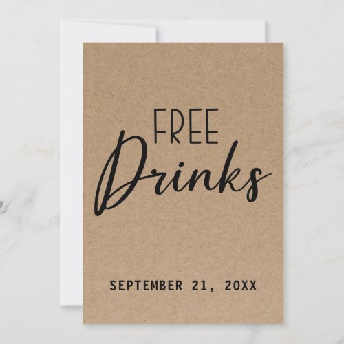 Funny Free Drinks Kraft Paper Save The Date