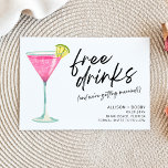 Funny Free Drinks Modern Photo Wedding Save The Date<br><div class="desc">Funny save the date cards for the fun couple who can't wait to celebrate with family and friends at their wedding. Free drinks (and we're getting married!) colorful cocktail design is personalized with your wedding details and your engagement photo on the back.</div>