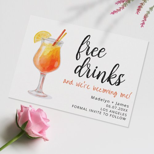 Funny Free Drinks Modern Photo Wedding Save The Date