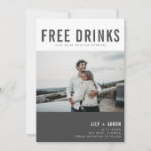 Funny Free Drinks Photo Modern Wedding Save The Date (Front)