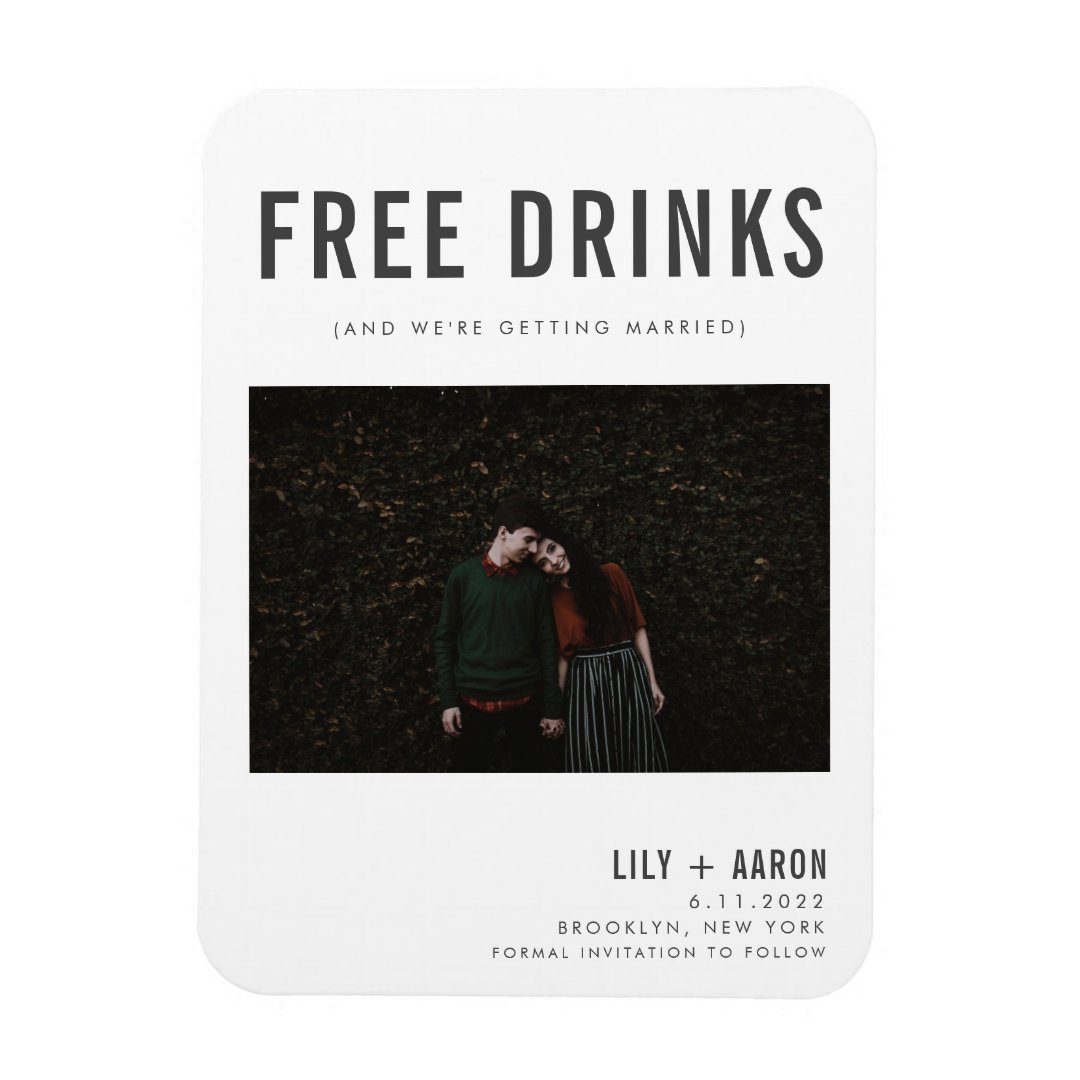 Funny Free Drinks Photo Save the Date Zazzle