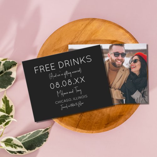 Funny Free Drinks Photo Simple Wedding Save The Date