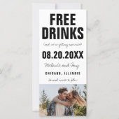 Funny Free Drinks Photo Wedding Save the Date (Front)