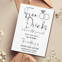Funny Free Drinks Photo Wedding Save the Date