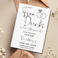 Funny Free Drinks Photo Wedding Save The Date | Zazzle