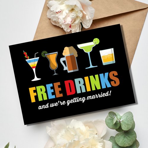 Funny Free Drinks Photo Wedding  Save The Date