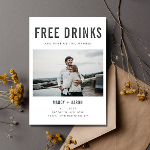 Funny Free Drinks Photo Wedding Save the Date