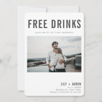 Funny Free Drinks Photo Wedding Save the Date