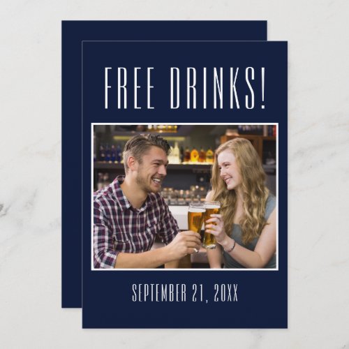 Funny Free Drinks Photo Wedding Save The Date