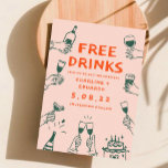 Funny Free drinks Retro Contemporary Save The Date<br><div class="desc">Handpainting Funky Retro Contemporary Save the Date</div>