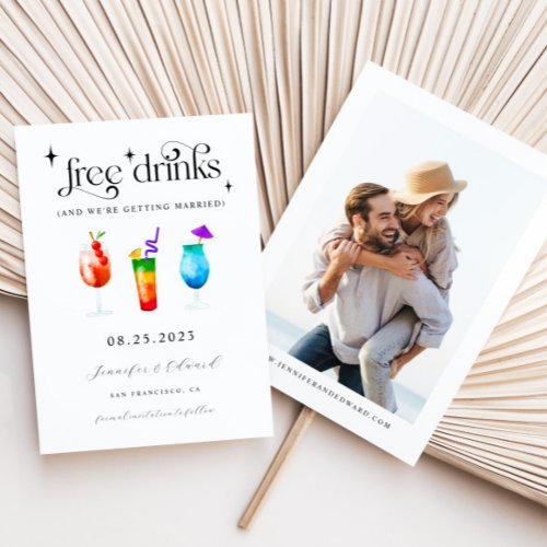 Funny Free Drinks Save The Date Card