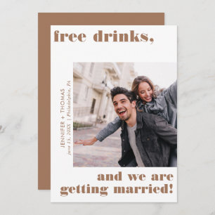 Funny Free Drinks Terra Cotta Save the Date Invitation