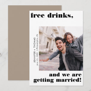 Funny Free Drinks Typography Save the Date Desert Invitation