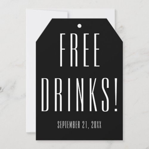 Funny Free Drinks Wedding Black Save The Date