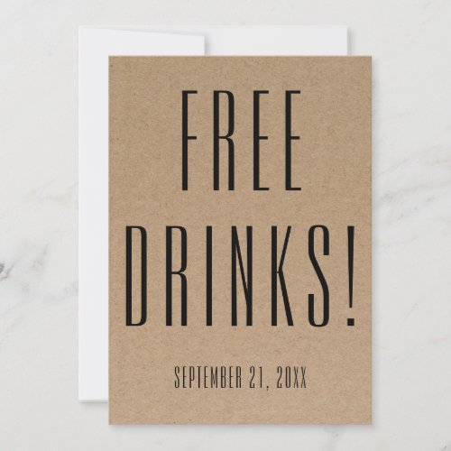 Funny Free Drinks Wedding Kraft Save The Date
