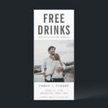 Funny Free Drinks Wedding Photo Save the Date<br><div class="desc">These save the dates are for the fun couple who can't wait to share their wedding date with their family and friends. Modern photo "Free drinks (and we're getting married) gray typography design is customized with your photo,  names,  wedding date and location.</div>