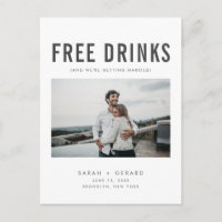 Funny Free Drinks Wedding Photo Save the Dates