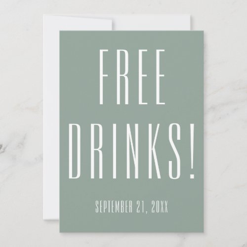 Funny Free Drinks Wedding Sage Green Save The Date