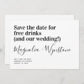 Funny Free Drinks Wedding Save The Date (Front/Back)