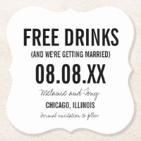 Funny Free Drinks Wedding Save the Dates