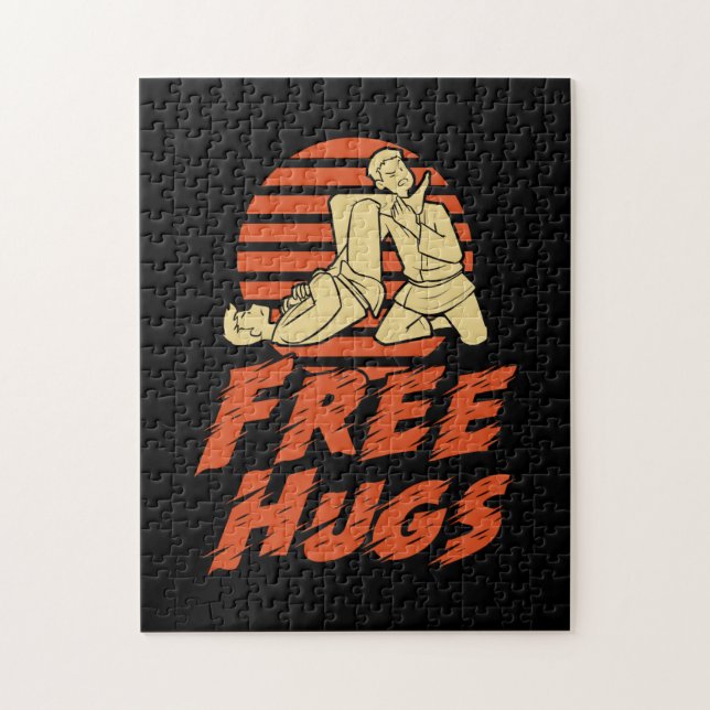 Funny Free Hugs - Brazilian Jiu-Jitsu, BJJ Gift Jigsaw Puzzle (Vertical)