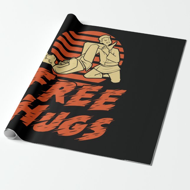 Funny Free Hugs - Brazilian Jiu-Jitsu, BJJ Gift Wrapping Paper (Unrolled)