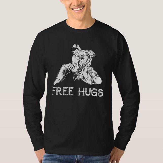Funny Free Hugs Brazilian Jiu-Jitsu MMA BJJ T-Shirt (Front)