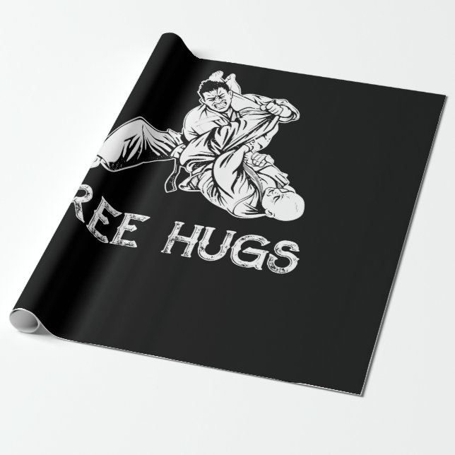 Funny Free Hugs Brazilian Jiu-Jitsu MMA BJJ Wrapping Paper (Unrolled)