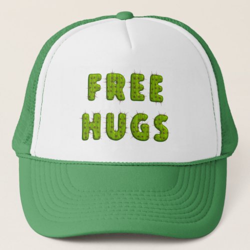 Funny free hugs cactus typography humor trucker hat