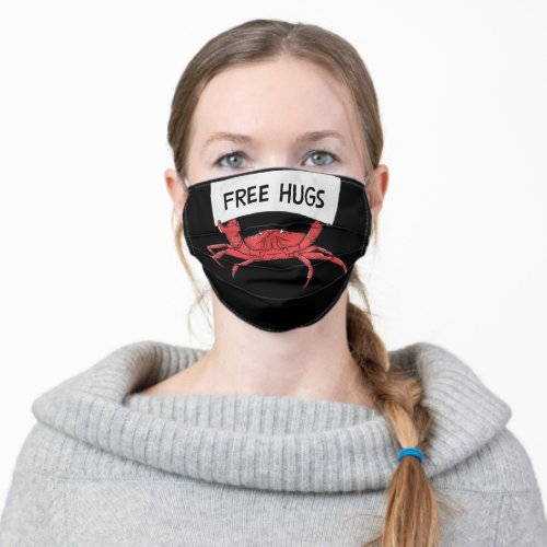 Funny Free Hugs Crab Lobster Shrimp Prawn  Gift Adult Cloth Face Mask