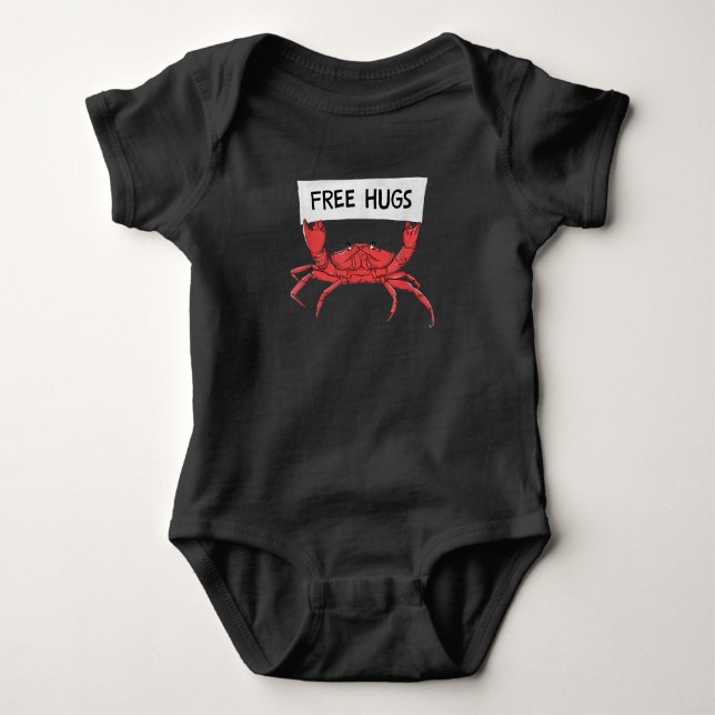 Funny Free Hugs Crab Lobster Shrimp Prawn  Gift Baby Bodysuit (Front)