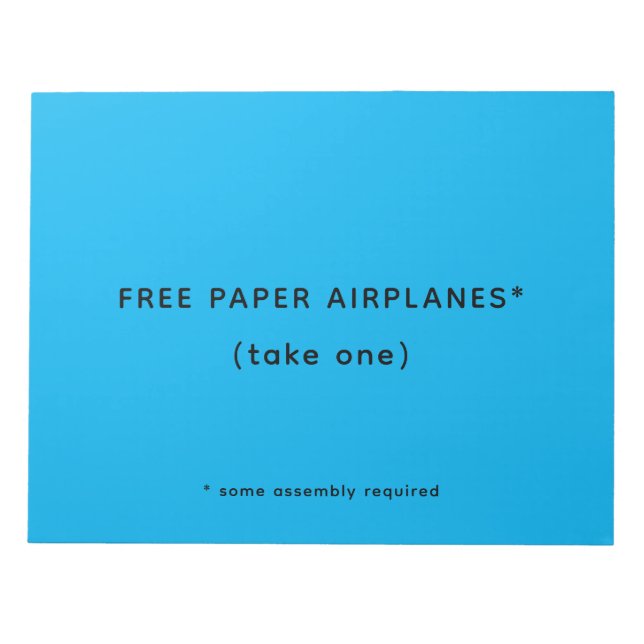 Funny Free Paper Airplanes Joke Notepad (Front)