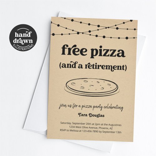 Funny Free Pizza  a Retirement Party Invitation