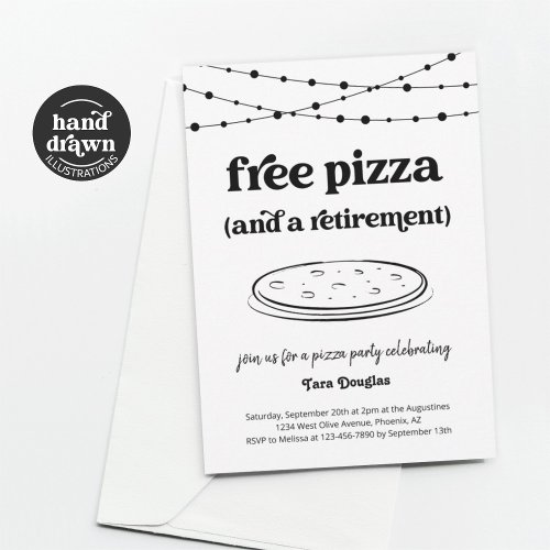 Funny Free Pizza  a Retirement Party Invitation