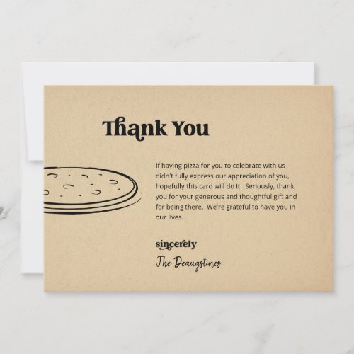 Funny Free Pizza Wedding Thank You Card