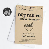 Funny Free Ramen Birthday Party Invitation