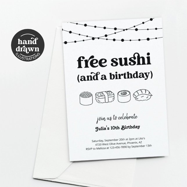Funny Free Sushi Birthday Party Invitation (Creator Uploaded)