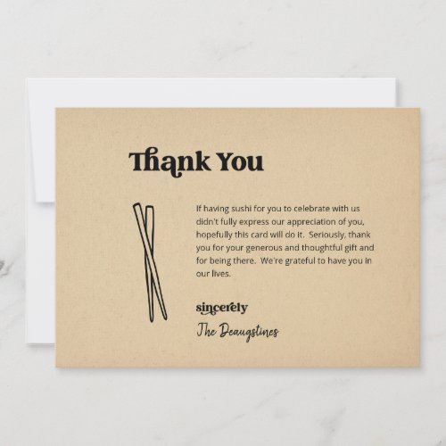 Funny Free Sushi Wedding Thank You Card