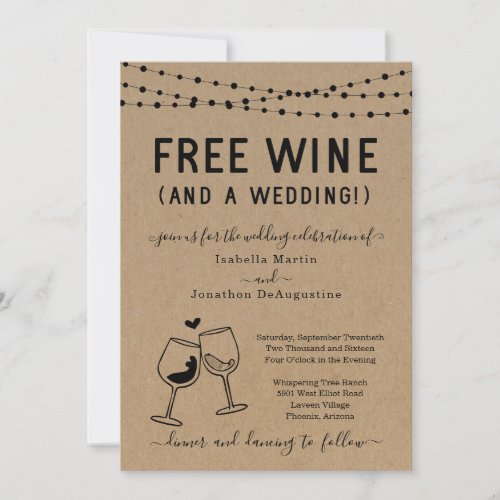 Funny Free Wine and a Wedding Invitation