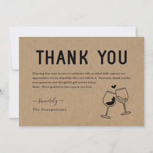 Funny Free Wine Thank You Card