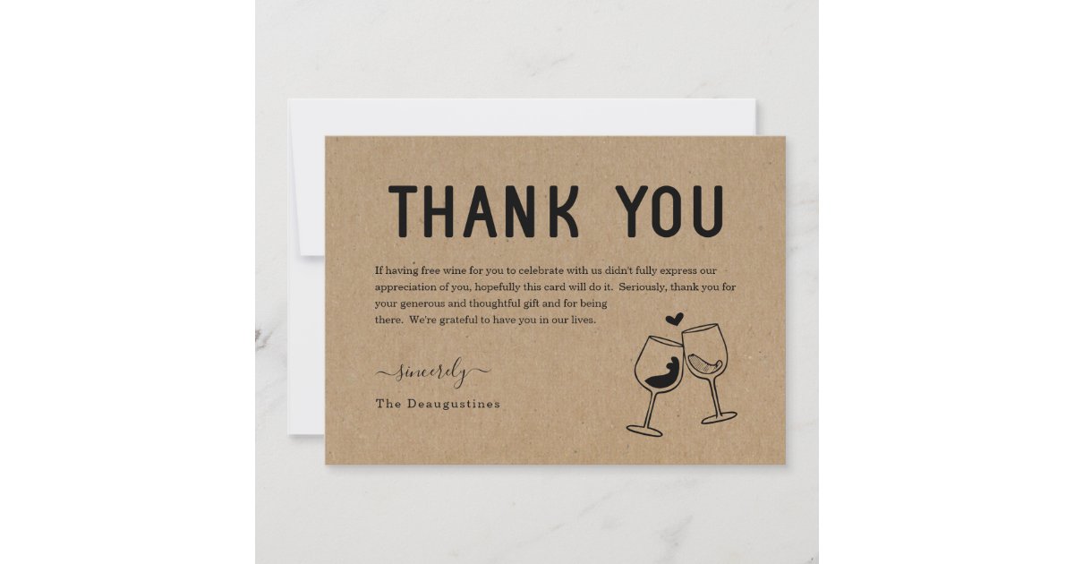 Funny Free Wine Thank You Card | Zazzle