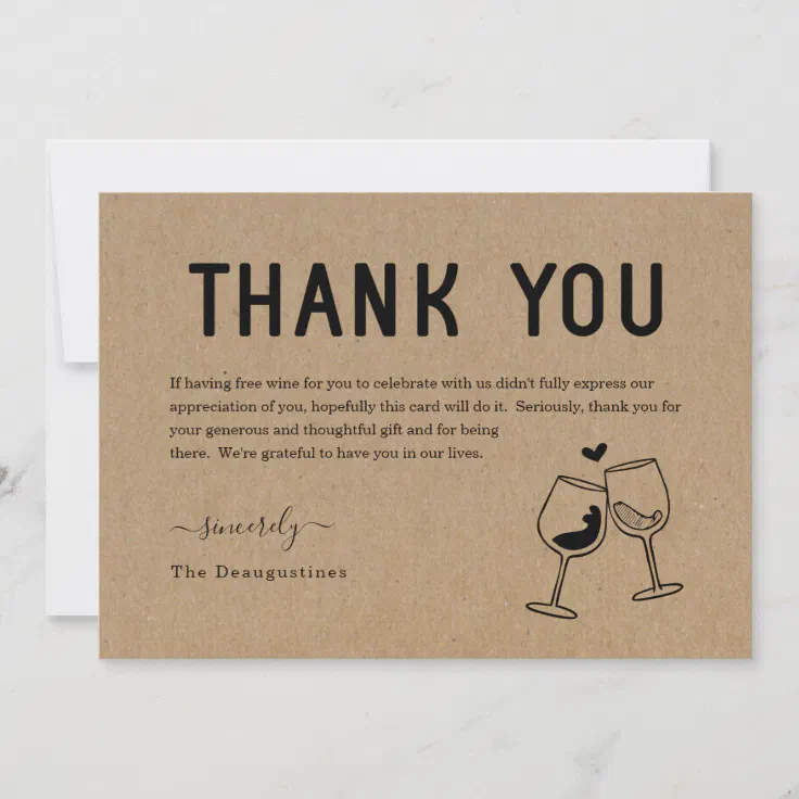 Funny Free Wine Thank You Card | Zazzle