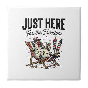 Funny Freedom Rooster Vintage Patriotic Shirt_1 Ceramic Tile