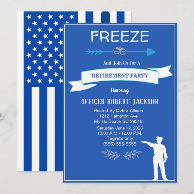 Funny Freeze Police Retirement Invitation (Front/Back)